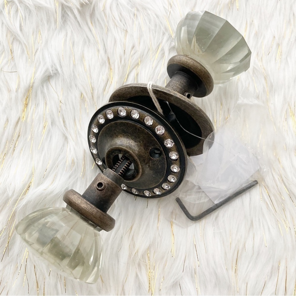 Glass Bronze Door Knob w/Diamond Accent - Picture 4 of 6